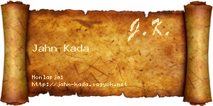 Jahn Kada névjegykártya